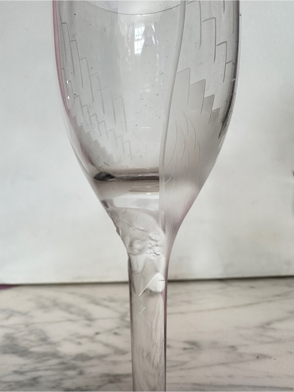 Mid-Century Vintage Lalique Crystal "Ange" Champagne Flute – Authentic Hand-Sign